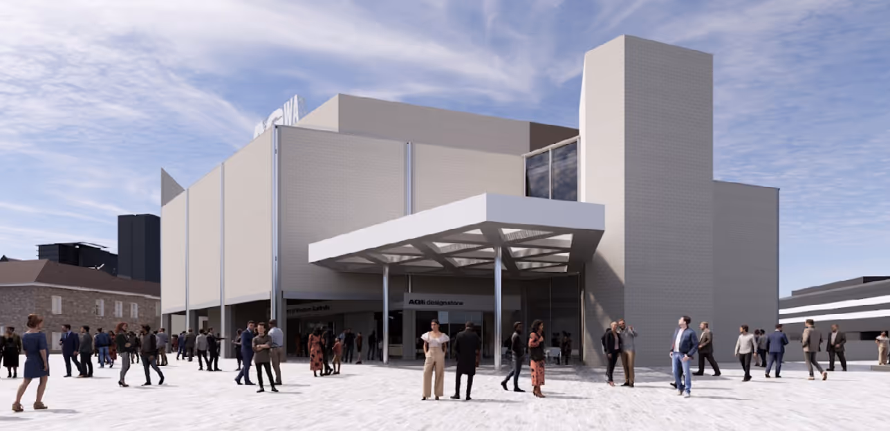 Art Gallery of WA, a contemporary gallery with an open plaza and people gathered in front