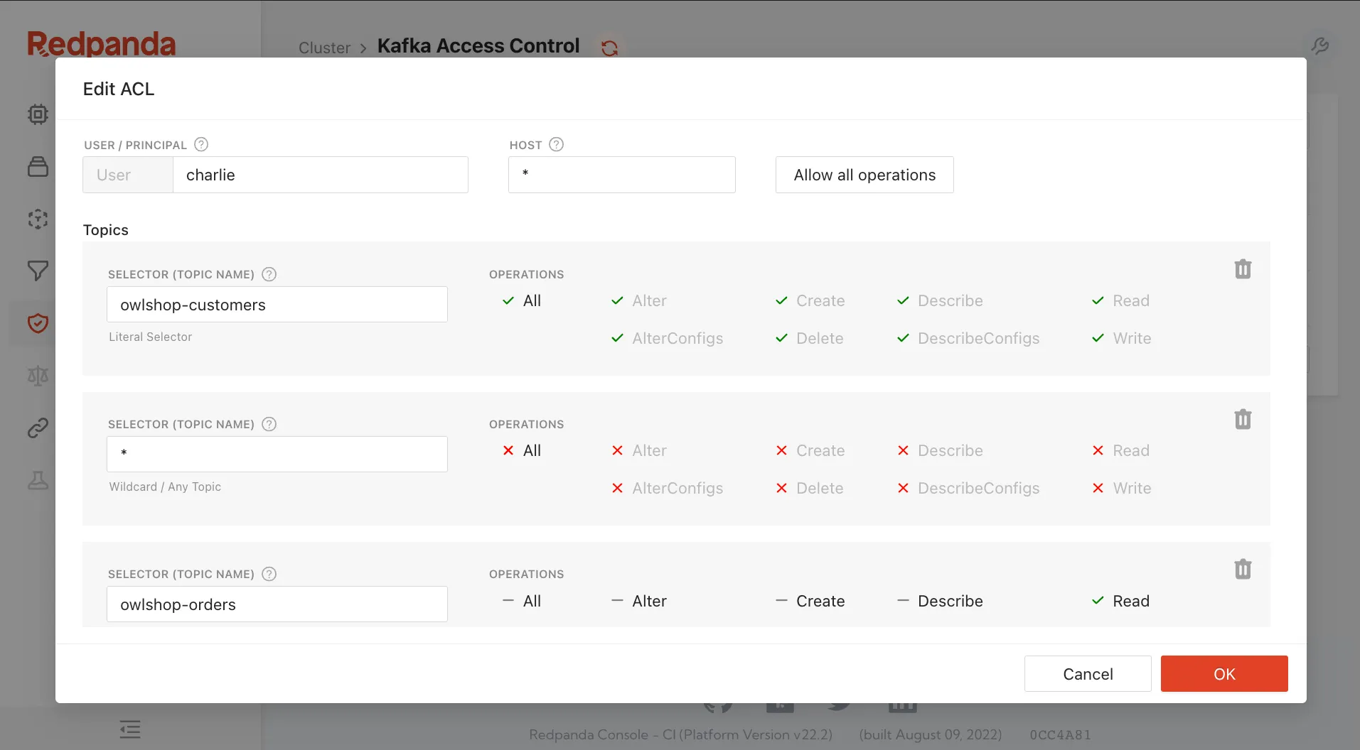 redpanda console UI 1