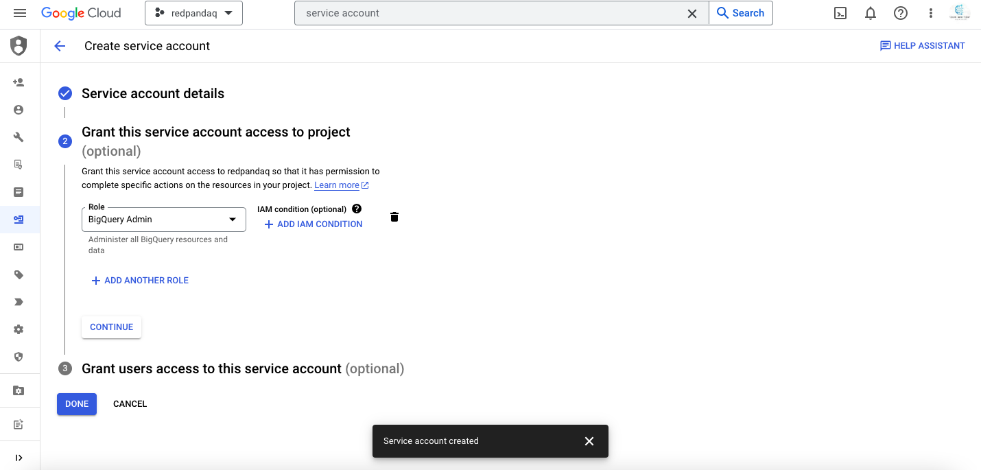 GCP service account