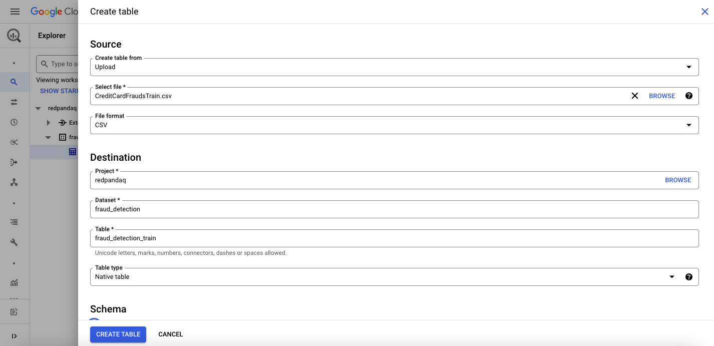 Create fraud detection table