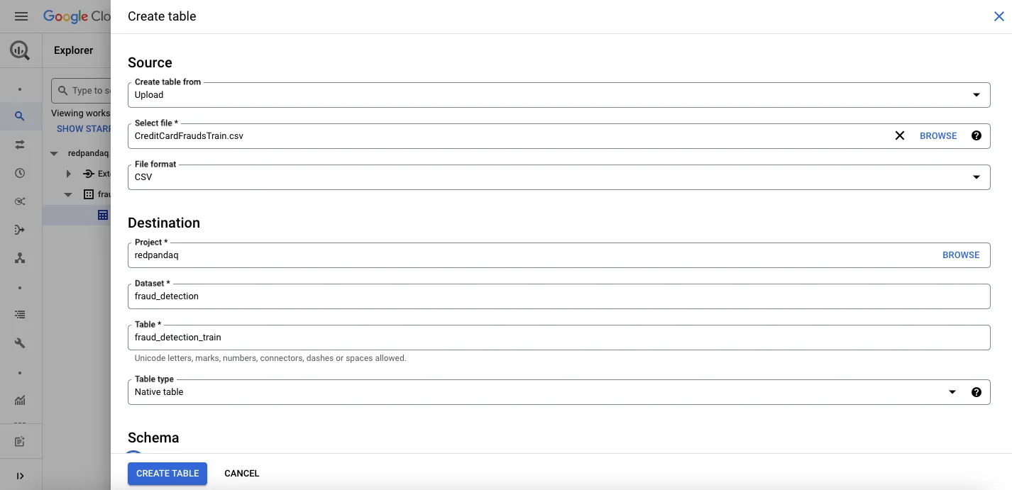 Create fraud detection table