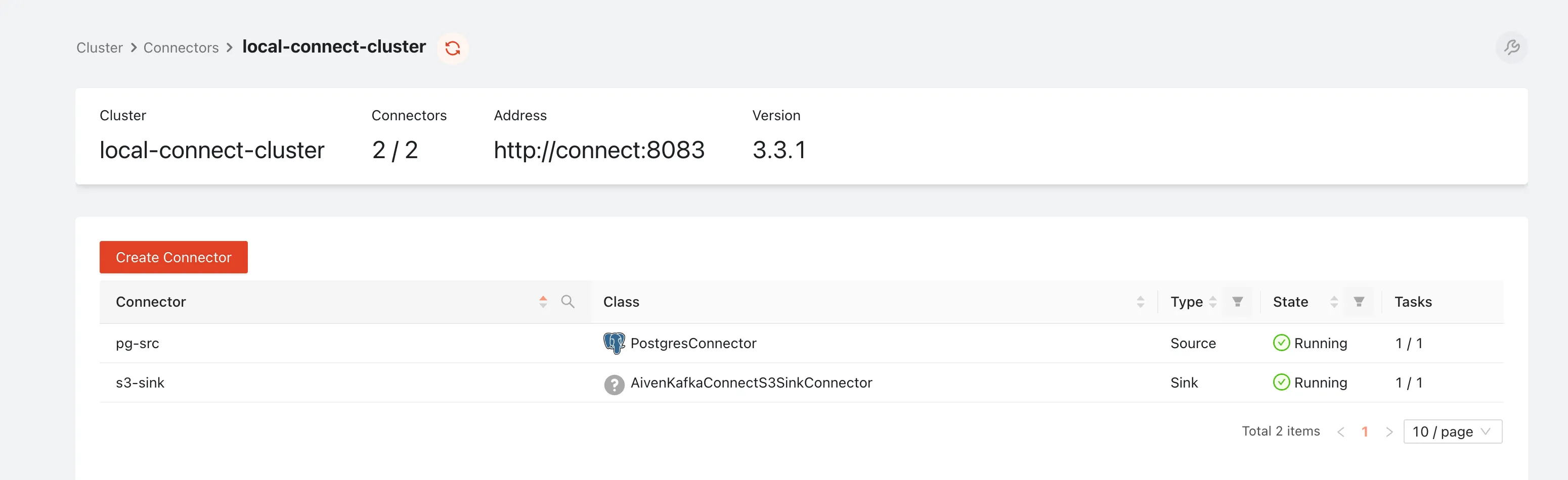 Redpanda console connectors