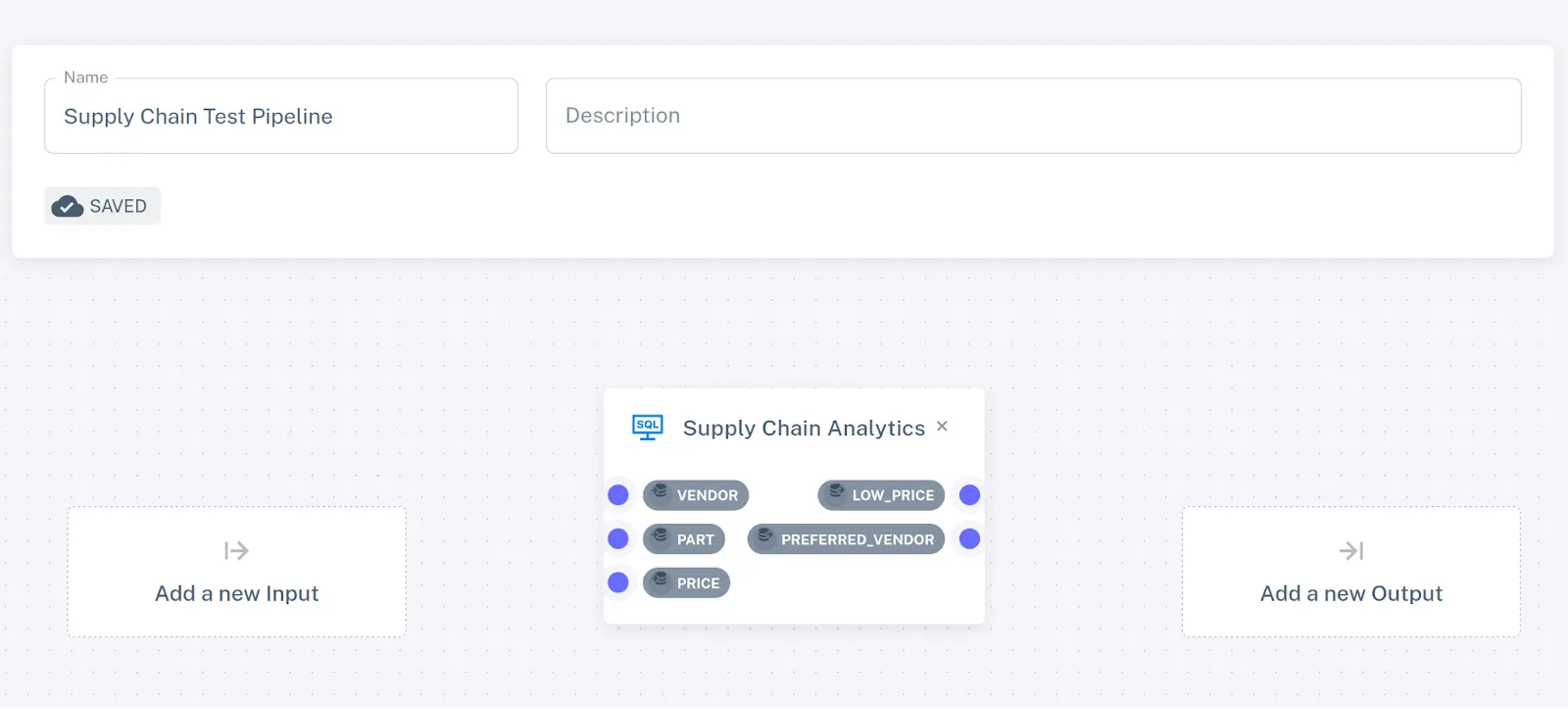 Screenshot of the pipeline in the Feldera Web Console