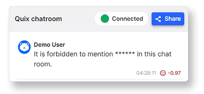 Example of censored words in the chat UI