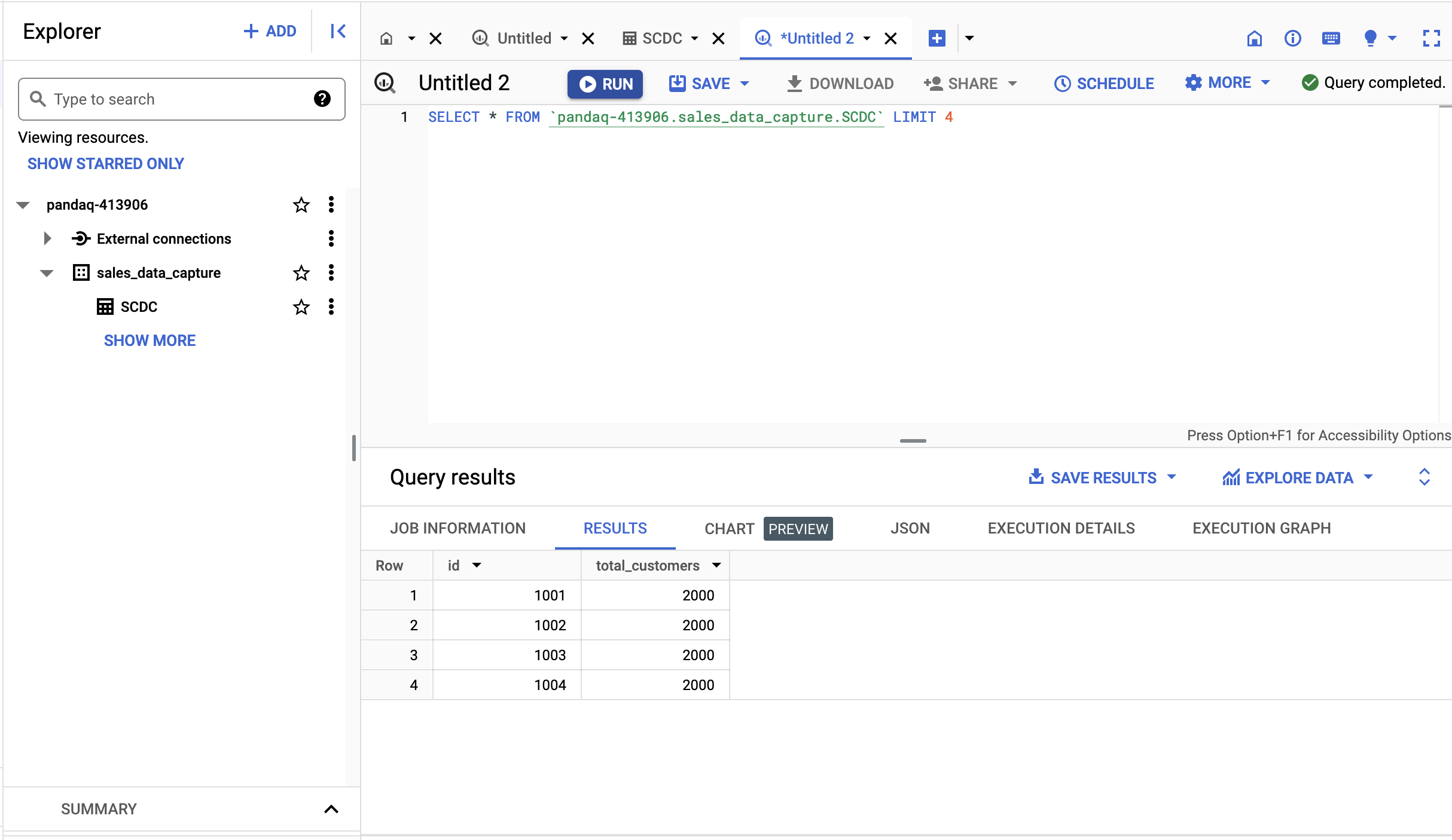 BigQuery results