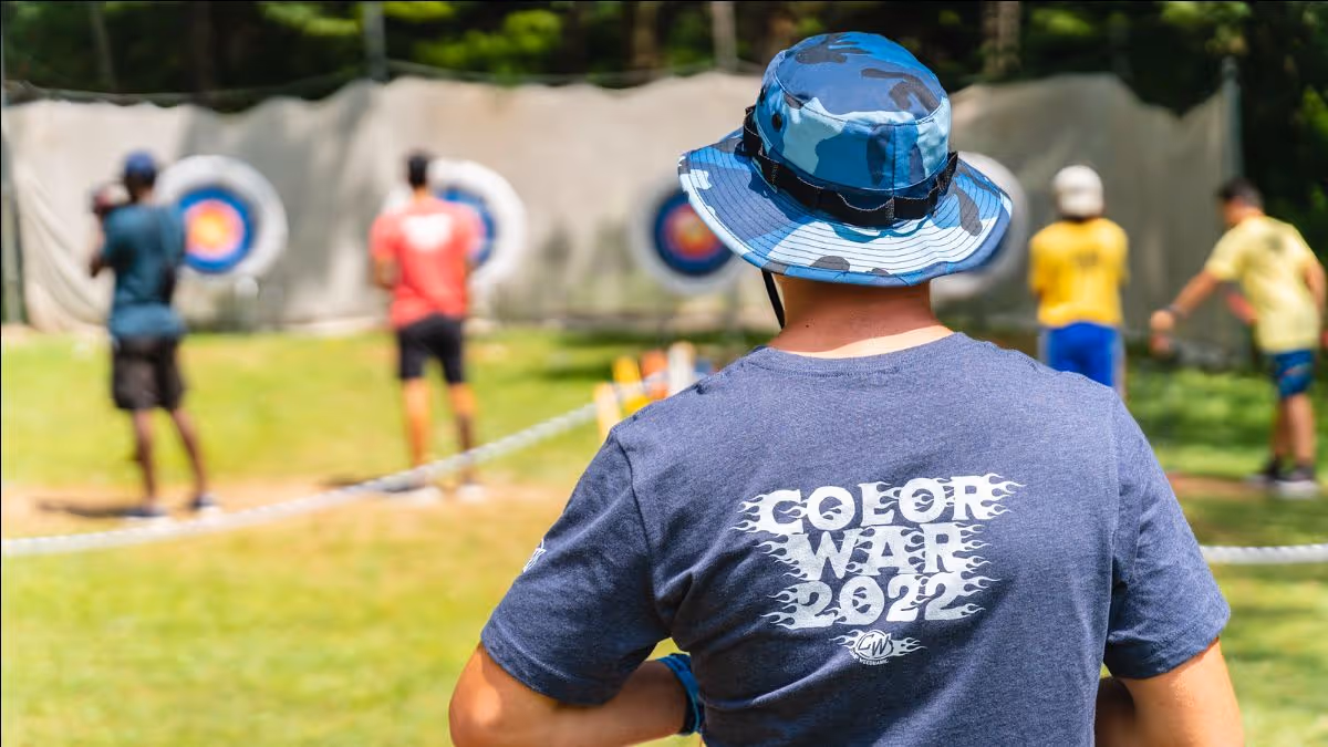 Summer camp staff during the 2022 Color War at camp.
