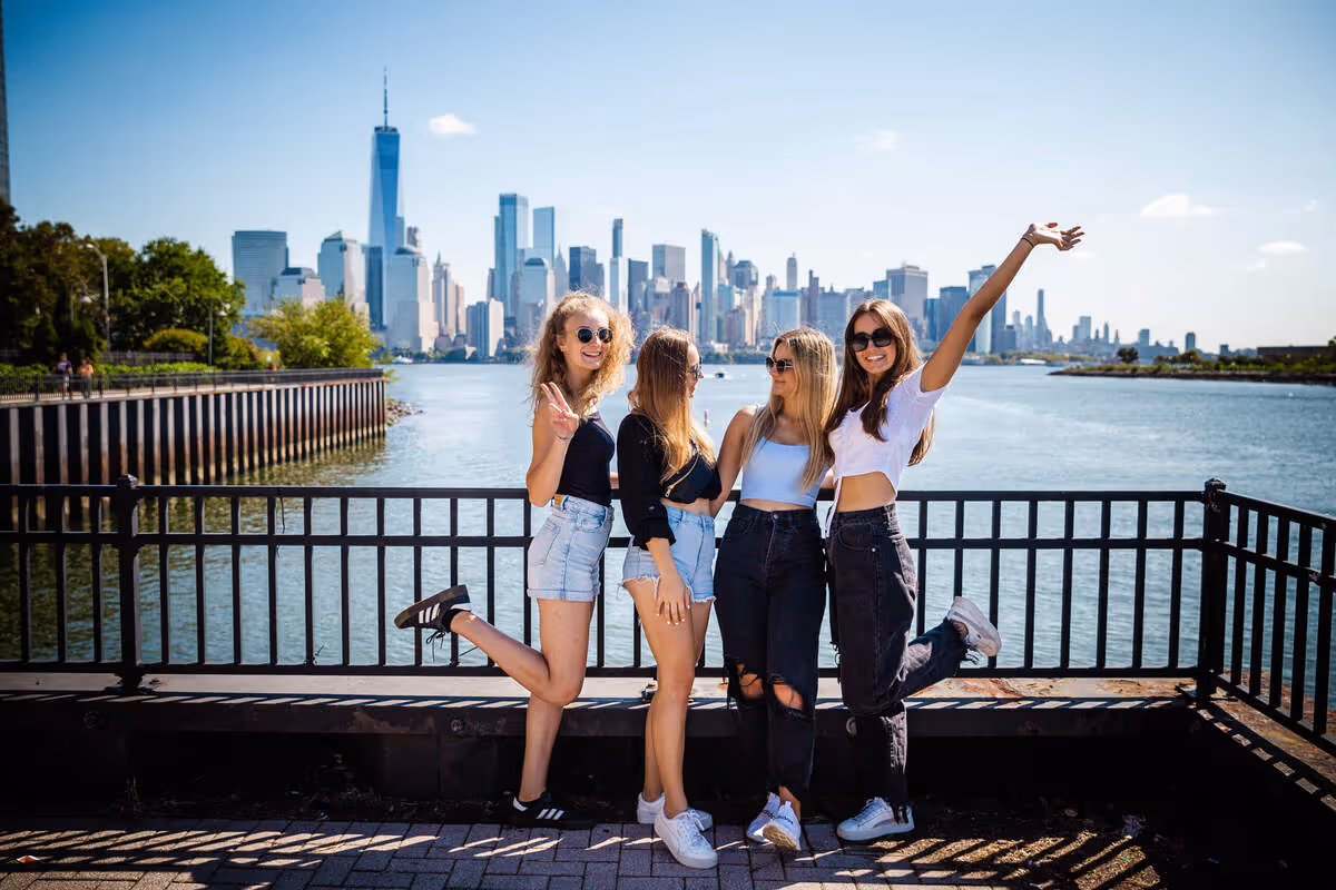 A group of friends on a after camp tour to New York.