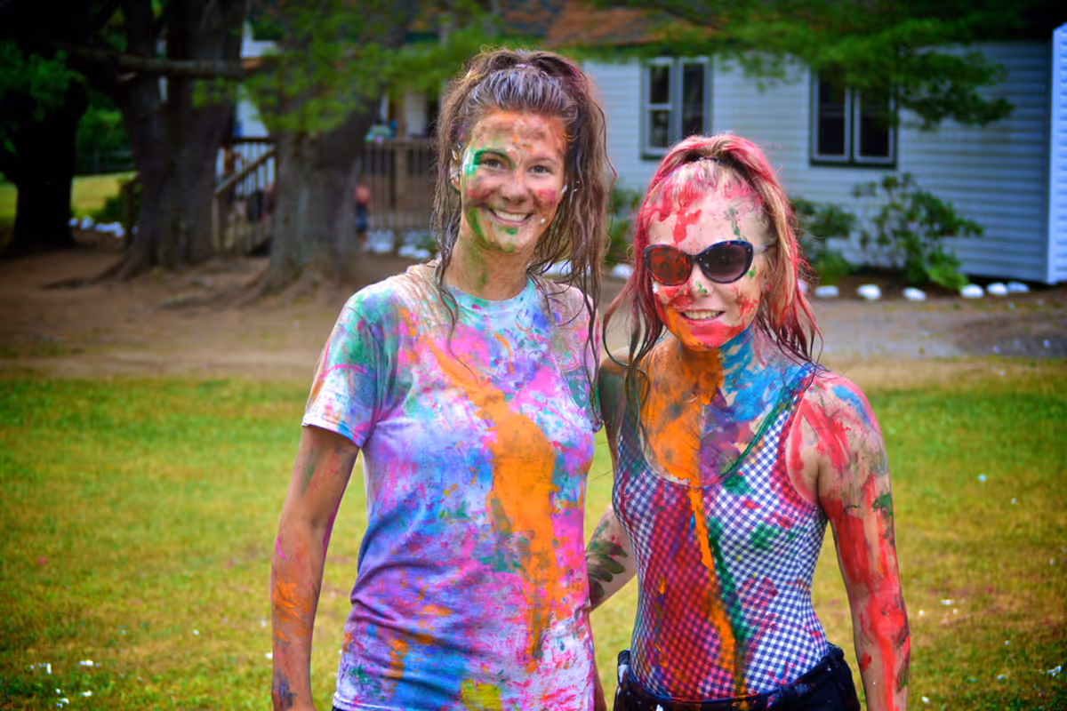 Camp staff working together