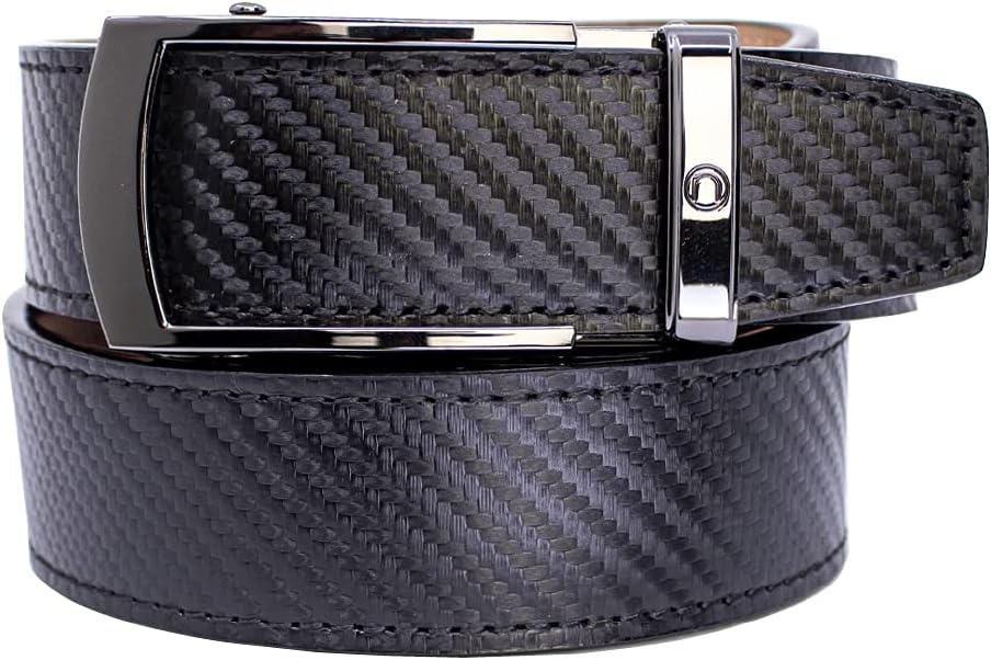 Nexbelt Men’s EDC Ratchet Belt | Bond Carbon Black 1.375" [35mm] Leather Strap – Micro-Adjustable Gun Belt for Concealed Carry – Tactical Accessories, Mens Belt Ratchet & Riggers Belt