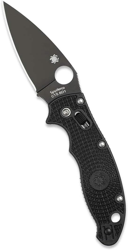 Spyderco Manix 2 Lightweight Signature Knife with 3.37" CTS BD1 Black Steel Blade and Black FRCP Handle - PlainEdge