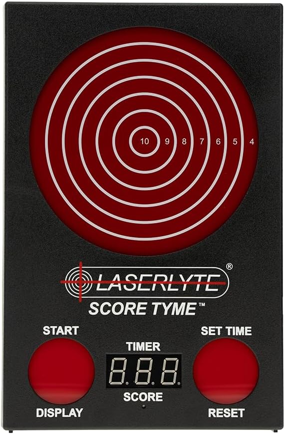 LaserLyte Score Tyme Trainer Target with Point of Impact Display and Timed Games for Reactive Laser Shooting and Dry Fire Practice