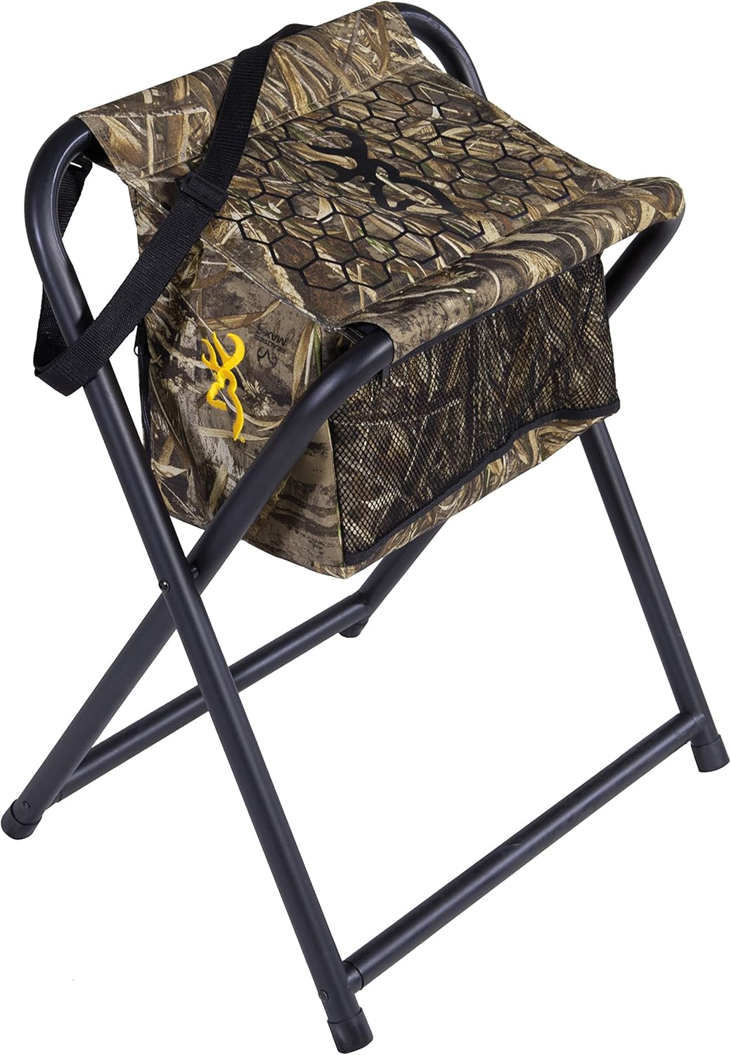 Browning SteadyReady Hunting Chair - Compact and Foldable Steel Frame Stool with Exra-Wide Angled Anti-Slip Seat and Realtree Max-7 Camo Pattern, Realtree Max-5