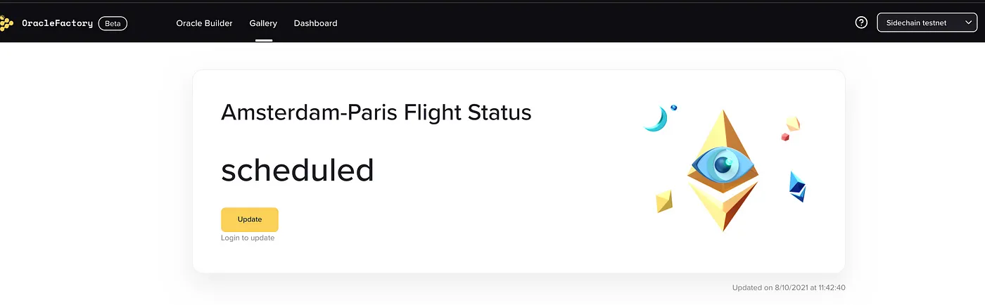 Updating the flight status oracle via the iExec oracle factory user interface