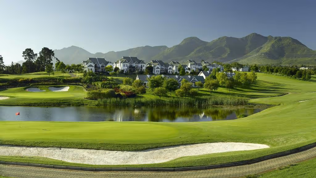 The clubhouse and green at Fancourt Golf Resort in South Africa