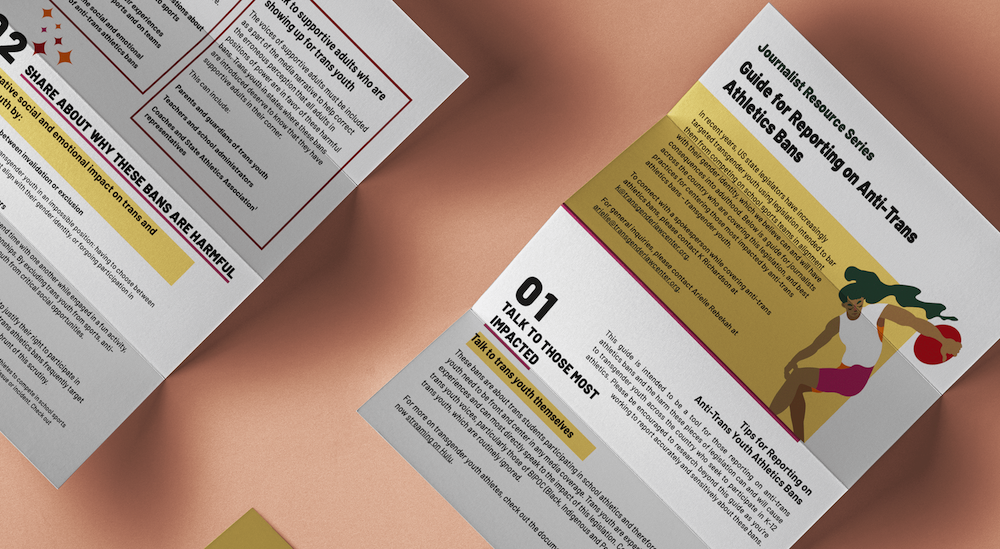 mock of printed pages from sports guide in full color