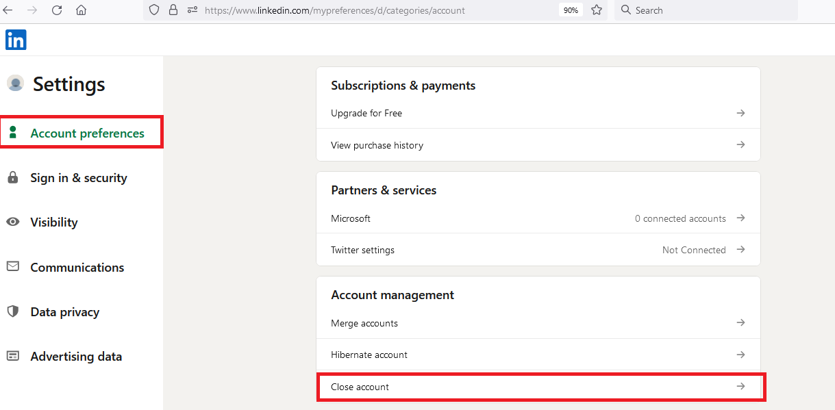 LinkedIn Account Delete