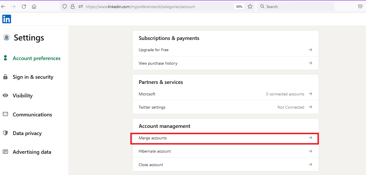 LinkedIn Merge Accounts