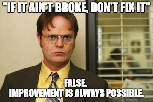 Dwight Schrute saying improvement is always possible