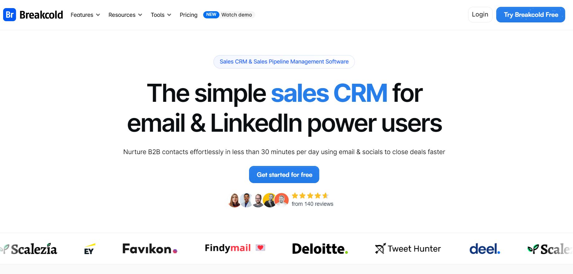 Breakcold CRM homepage