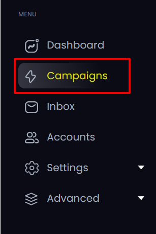 Campaings option in the Menu section