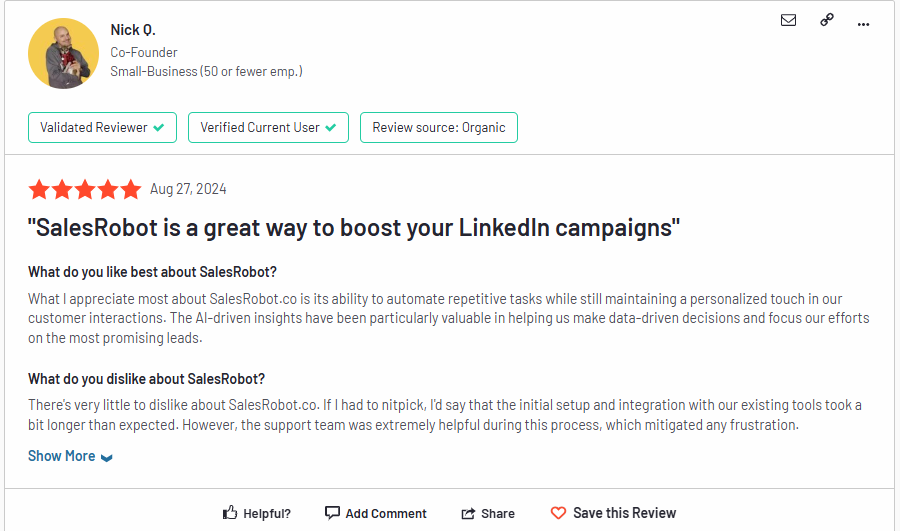 SalesRobot positive review