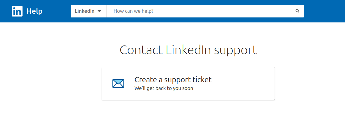 Create LinkedIn support ticket