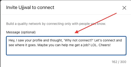 inappropriate LinkedIn connection message