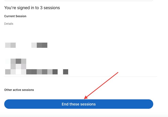 how to end the LinkedIn active session