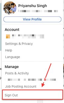how to sign out on LinkedIn
