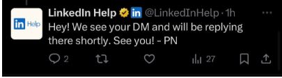 LinkedIn Help on X (Previously Twitter)