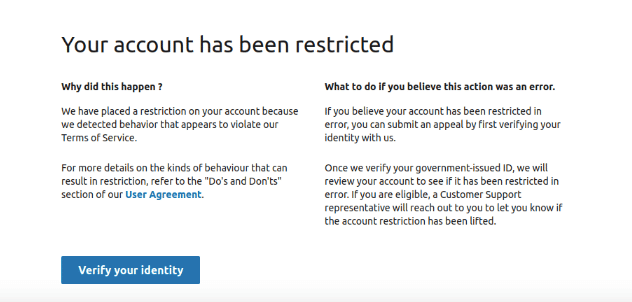 Your account has been restricted warning by LinkedIn