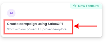 Select create campaign using SalesGPT.