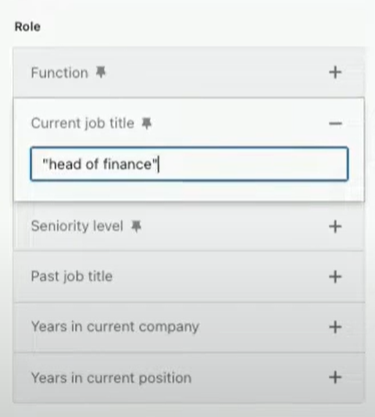 LinkedIn Sales Nav job title search