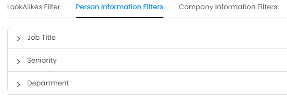 Person information fiters in Lookalike search.