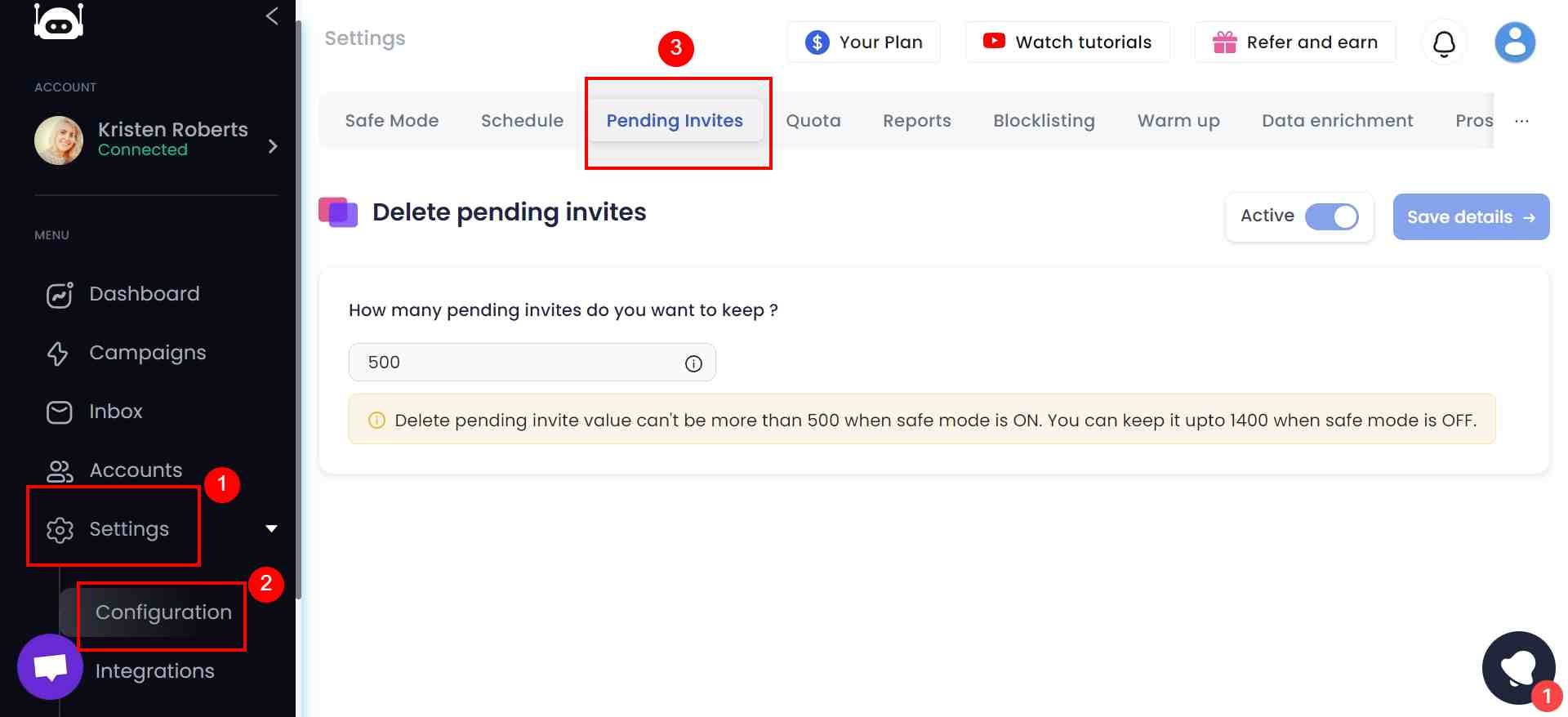 Salesrobot pending invites page