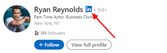 Ryan Reynolds LinkedIn profile with premium badge