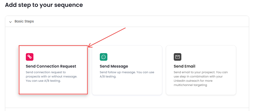 Add steps to your sequence options