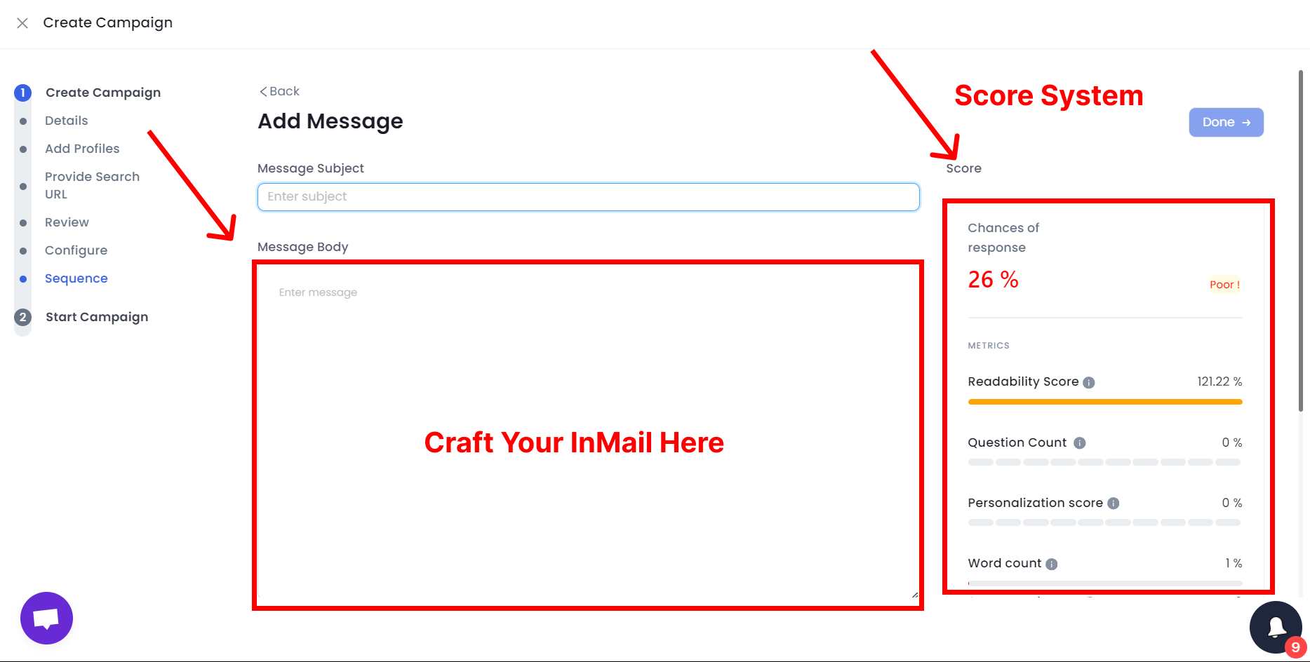  InMail creation via SalesRobot