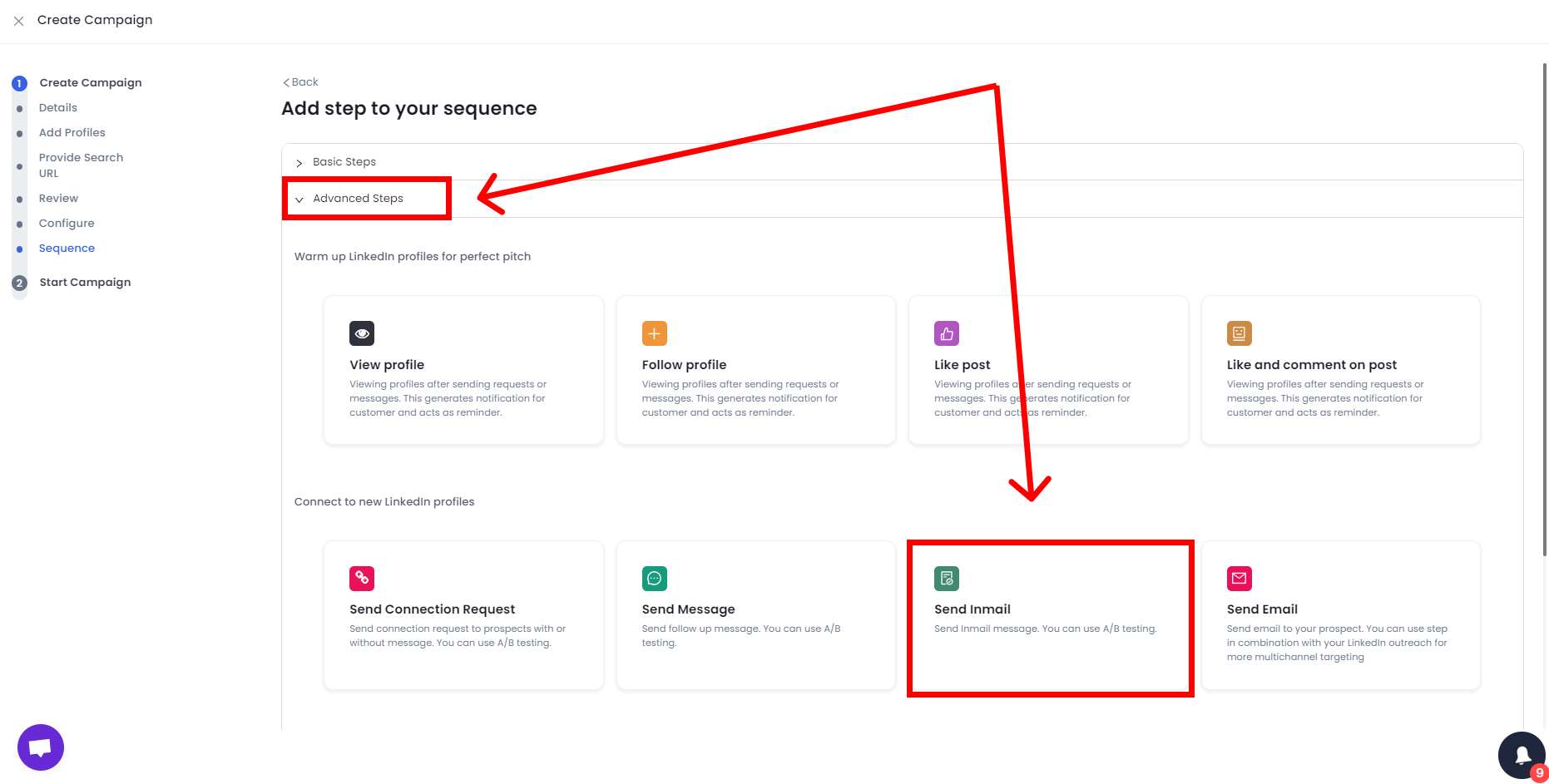 Advanced sequence steps on SalesRobot