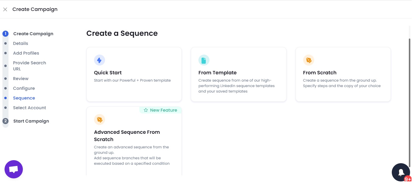 Option in SalesRobot to create sequences.