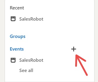 Linked events tab to click on + sign