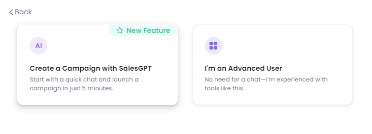 Create campaign with salesGPT or advanced user