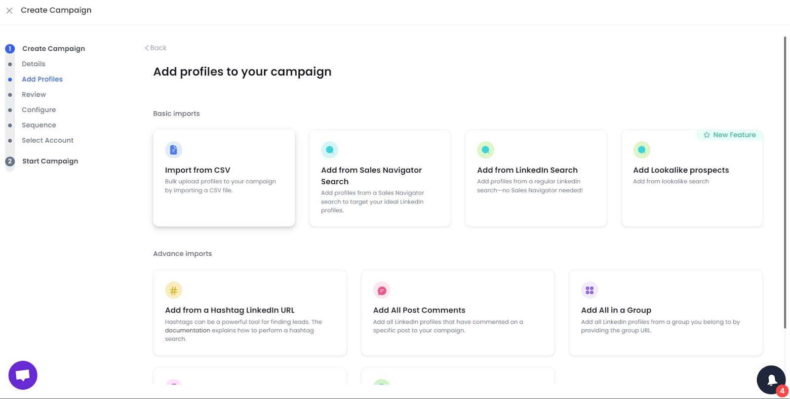 SalesRobot add profiles to campaign