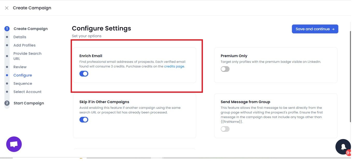 SalesRobot configurations settings