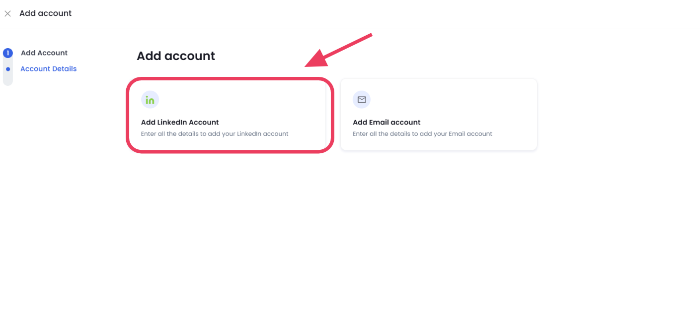 Option to add LinkedIn account