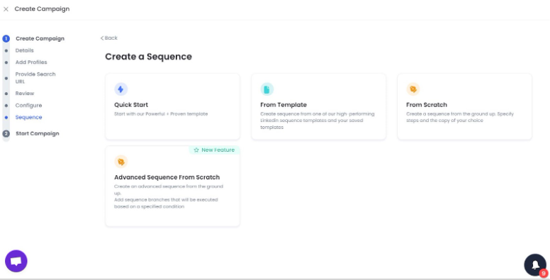 A screenshot of the SalesRobot page showing the "Add step to your sequence" page with different options to add a step, with an arrow pointing to the "Send Connection Request" option.