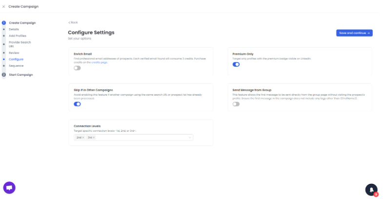 A screenshot of the SalesRobot page showing the "Create a Sequence" page with different options to create a sequence.