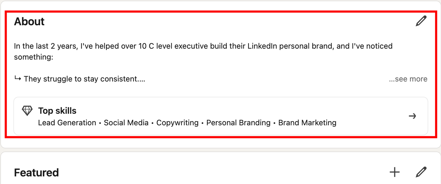 LinkedIn about section