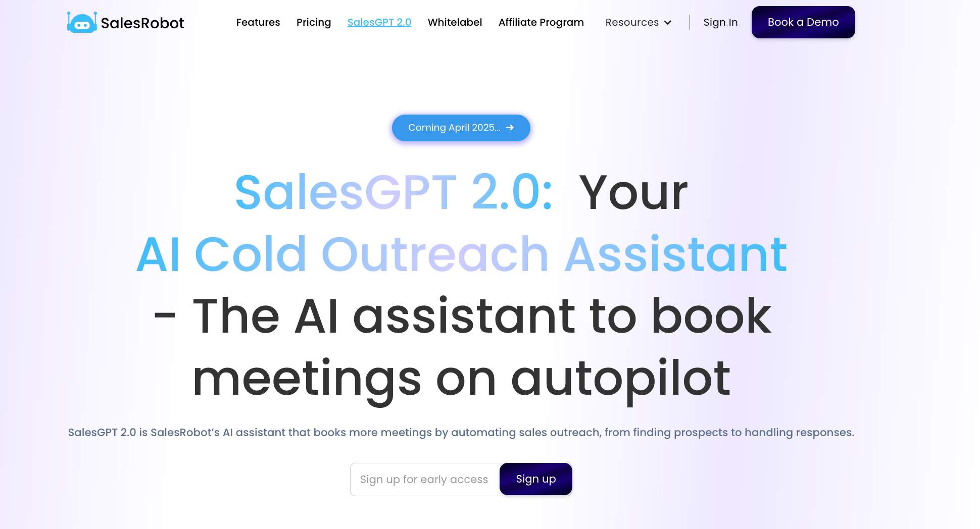 SalesRobot SalesGPT 2.0 homepage