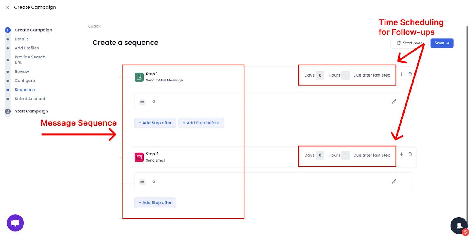 salesrobot campaign create message sequence